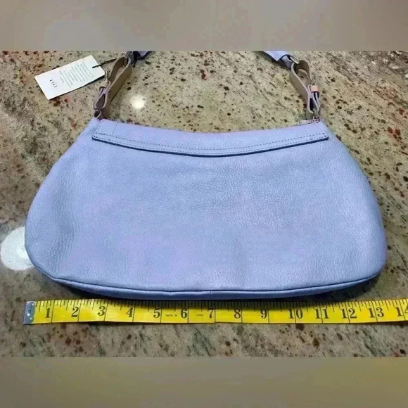 Claudia Firenze Purse Blue Medium Flap Camel Color Block 100% Leather NWT READ - Picture 12 of 16